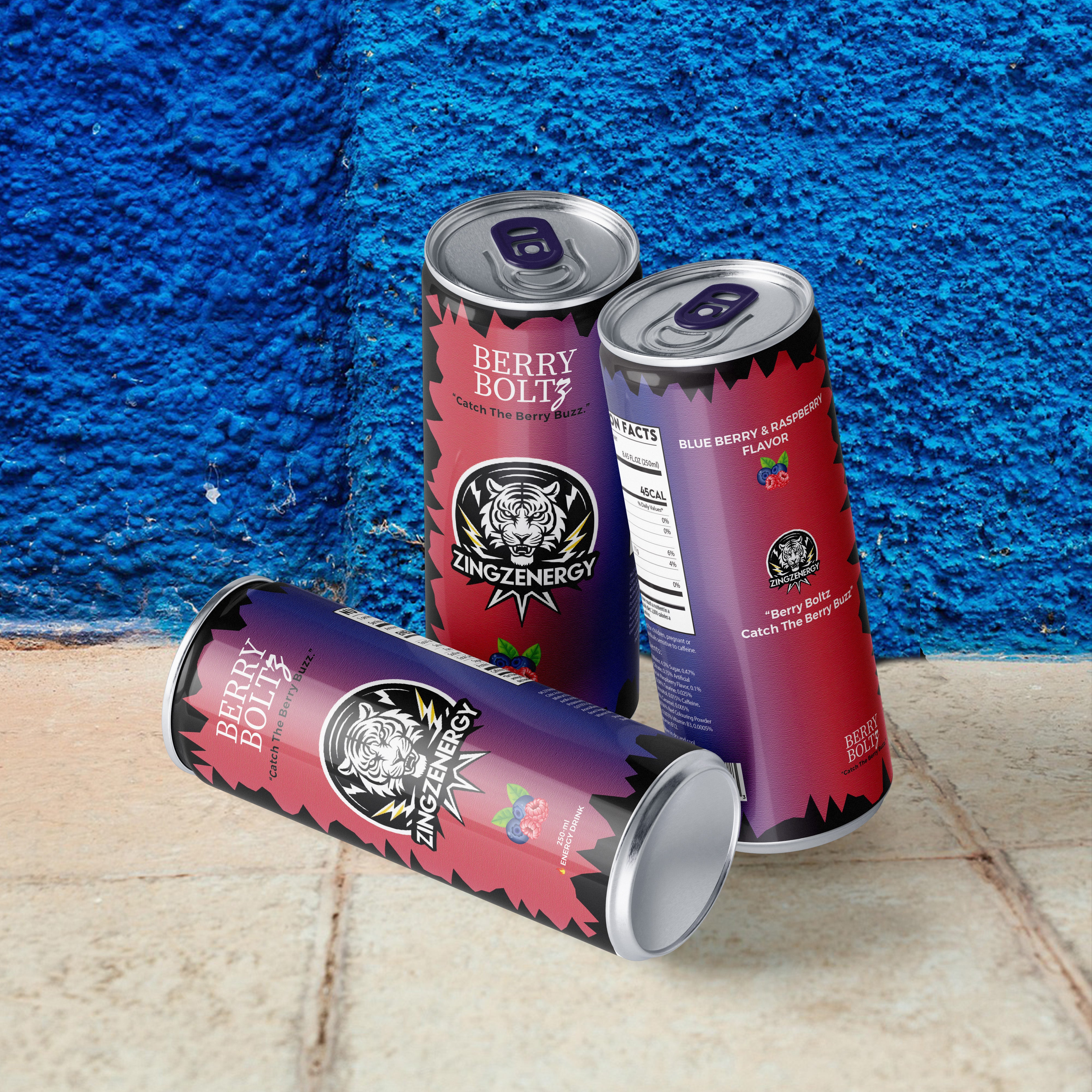 Berry Boltz (Raspberry + Blueberry) Flavors.